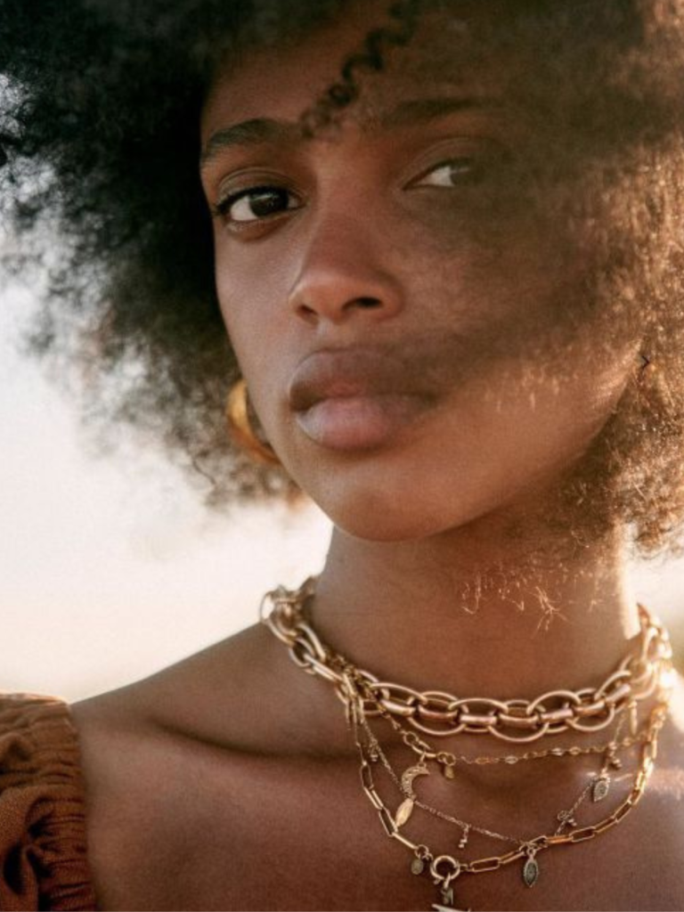 contact lumminor jewelry , model with necklace